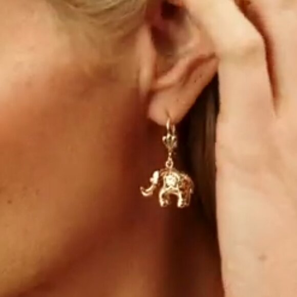 Neiman Marcus 18K Gold Plated Filigree Elephant Earrings - Picture 4 of 5